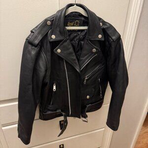 Kids Leather Moto Jacket Size 30